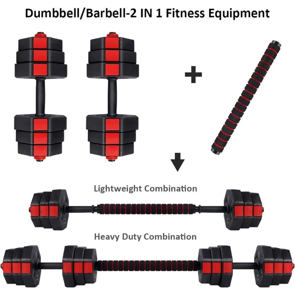 Dumbbells Set, Adjustable Weights 3-in-1 Set Barbell 44Lb/66L