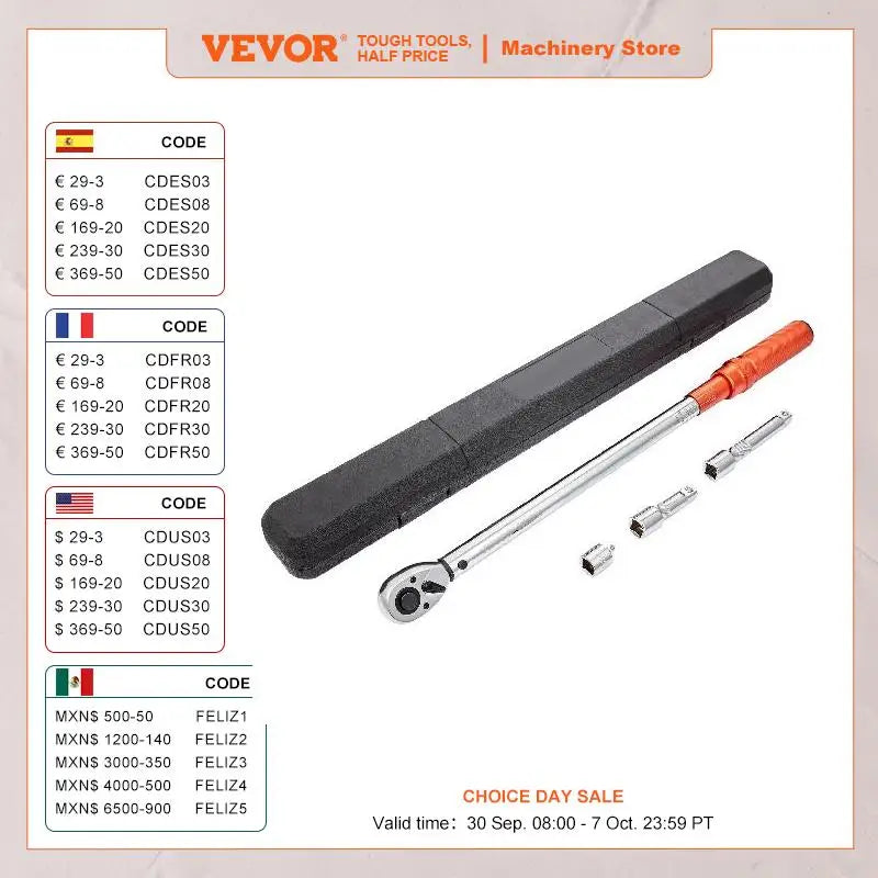 VEVOR 1/2" 1/4" 3/8" Mechanical Torque Wrench