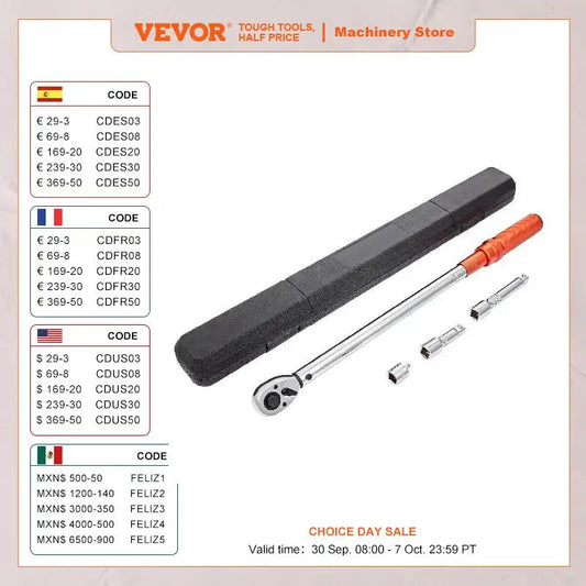 VEVOR 1/2" 1/4" 3/8" Mechanical Torque Wrench