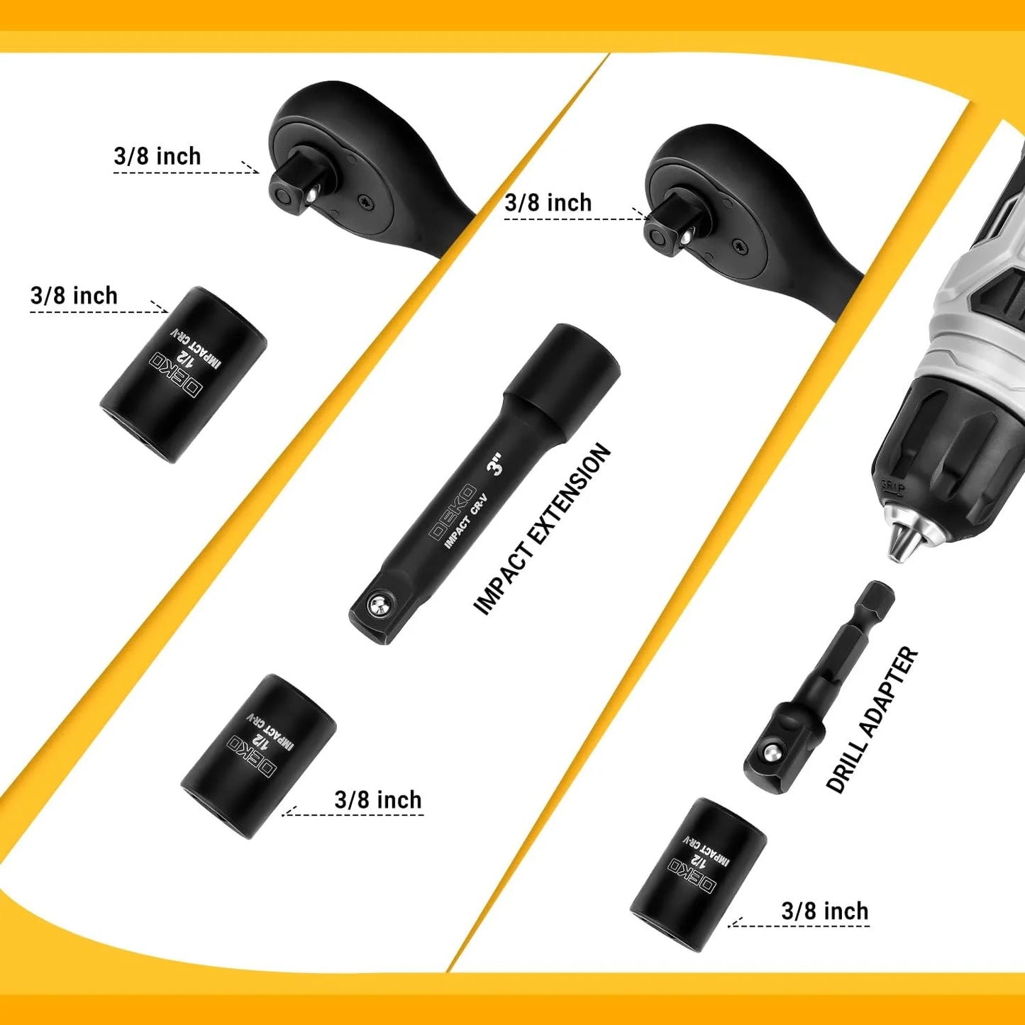 DEKO 23-Piece Socket Wrench Set, Impact Socket Set