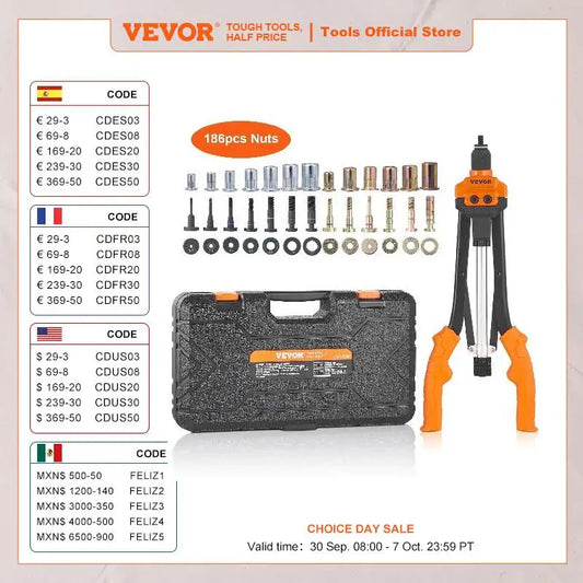 Rivnut Tool Kit with Metric and SAE Mandrels