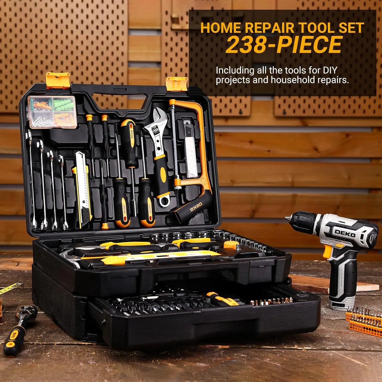 Kit Box Drill Set：DEKOPRO Home Mechanic Toolbox